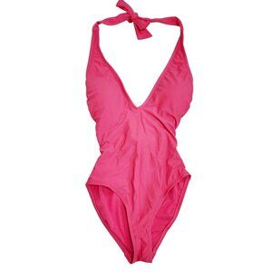 Pink Halter Tie One-Piece Womens Swimsuit By Shade & Shore Size S (4-6)